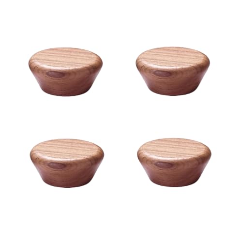 食器棚用木製ハンドル 4個 フラット ラウンド ソリッドウッド ハンドル 引き出し ワードローブ ドア キャビネット ラウンド シングルホール ログドアハンドル 8cm ブラック ウォールナット (ブラック ウォールナット、6cm)