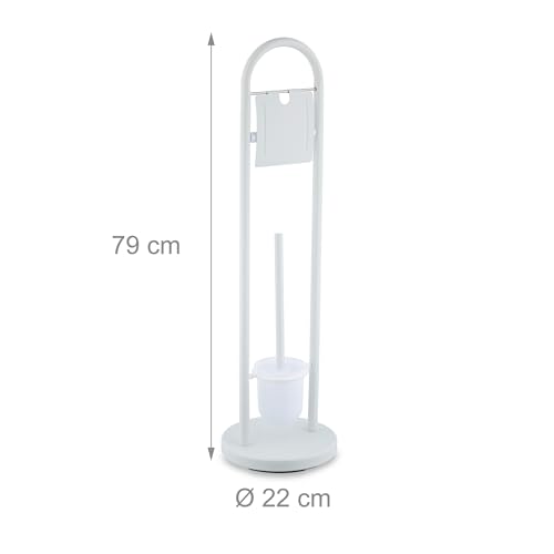 Image of Relaxdays Toilet Brush Holder Stainless Steel H x D 79 x 22 cm White