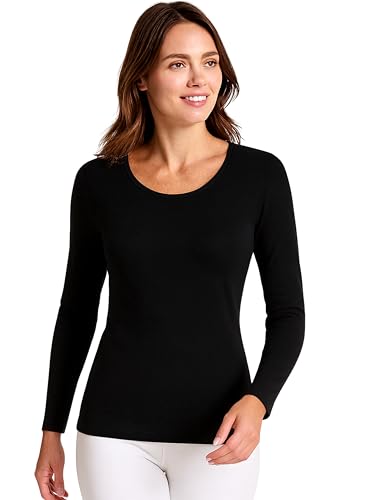 Liabel Maglia Caldo Cotone Donna (Confezione da 2) - Maglie Donna Invernali Manica Lunga o Corta Sottogiacca Bianco o Nero S-XL (IT, Testo, XL, Regular, Regular, Nero 2pz - Manica Lunga)