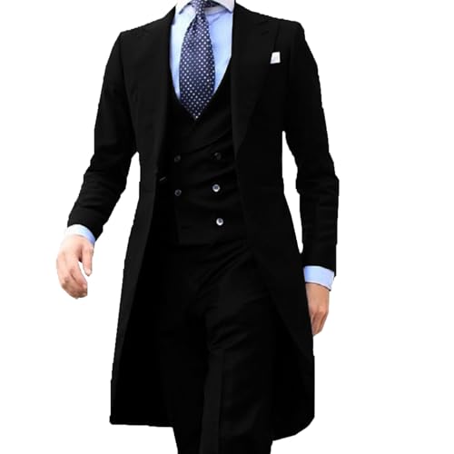 Long Tail Coat 3 Piece Gentleman Man Suits Male Fashion Groom Tuxedo for Wedding Prom Jacket Waistcoat with Pants