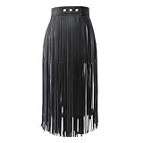 Falda de Cuero con borlas for Mujer Cinturones Vestir Flecos Largos PU Ajustados Verano para Mujer