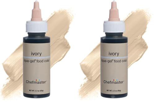 Image of Chefmaster Ivory Liqua-Gel Food Coloring | Vibrant Color | Professional-Grade Dye for Icing, Frosting, Fondant | Baking & Decorating | Fade-Resistant | Easy-to-Use | Made in USA | 2.3 oz (Pack of 2)