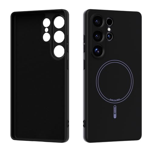 Étui magnétique Samsung Galaxy S25 Ultra en silicone noir protection microfibre