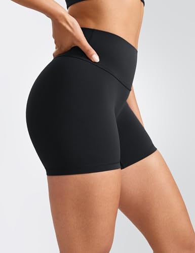 Womens High Waist No Front Seam Scrunch Butt Biker Shorts 5 Inches V-Back Scrunch Booty Gym Workouts3