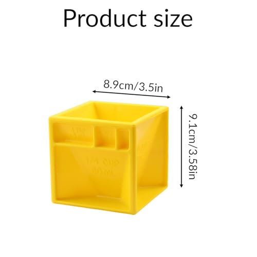 Tabanzhe Measuring Cube Cup-All-in-One Measuring Cube Cooking Baking Measurements Tool Kitchen Device for Liquids Solids Easy Organization Storage(Yellow) - Image 2
