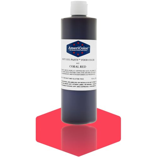 AmeriColor Food Coloring, Coral Red Soft Gel Paste 13.5 Ounce Bottle