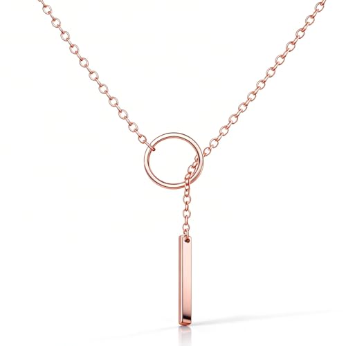 choice of all Rose Gold Necklaces Lariat Necklace for Women Slip Chain Necklace Y-Shaped Pendant Necklaces Trendy Jewelry Gifts