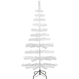5FT White Christmas Trees Artificial Indoor Outdoor Classic Tinsel Feather Brush Branches Tabletop H