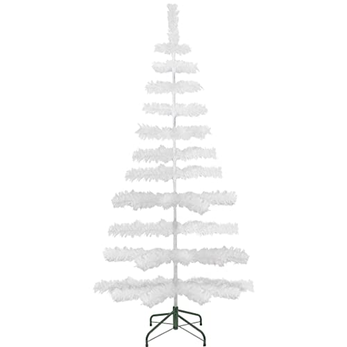 5Ft White Christmas Trees Artificial Indoor Outdoor Classic Tinsel Feather Brush Branches Tabletop Home Holiday Display Tree Base Stand Included - 60In Tall (White) #TOP29