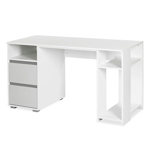 Bureau de jeu avec tiroirs blanc meuble informatique - 6