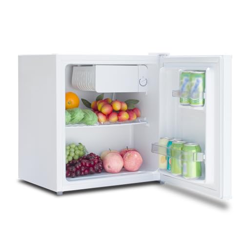 Techomey Mini Kühlschrank,45L, Kühlschrank klein ohne gefrierfach, Minikühlschrank mit Umkehrbare Tür, kleiner kühlschrank leise für Küche, Büro, Schlafzimmer ，kleine Wohnungen, Hotels,0-10℃, Weiß