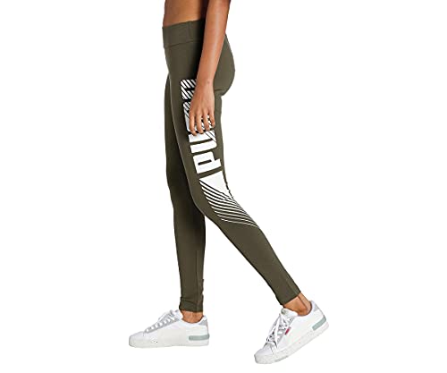 Image of Puma Women Mid Rise Essentialentials Graphic Leggings | Cotton-Blend Tight Fit Workout Tights | Stretchable Pull-On Gym Leggings | Stylish Everyday Legwear for Casual Or Fitnessential Use