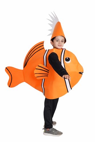 Image of Kaku Fancy Dresses Nemo Fish Cutout for Kids, Clown Fish Costume for Boys & Girls (Freesize /Only Cutout with Cap)