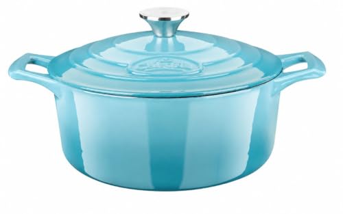 Image of La Cuisine Enameled Cast Iron Dutch Oven Casserole Pot with Lid, Internal Matte Black Enamel Coating for bread baking 5 QT 10.5 inch / 26cm O, For GalssTop Stove, Oven-Safe, Teal
