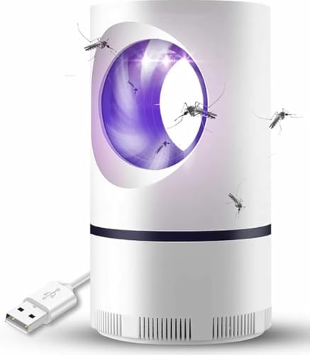 Lampada Antizanzare UV con Ventola di Aspirazione Silenziosa - Trappola Elettronica per Insetti Volanti e Mosche per Interni - Alimentazione USB Portatile - Protezione Sicura per Casa