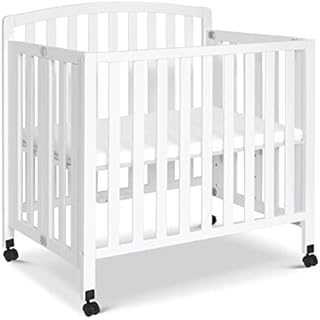 DaVinci Dylan Folding Portable 3-in-1 Convertible Mini Crib and Twin Bed in White, Greenguard Gold Certified