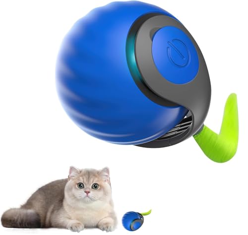 動く 猫ボール 猫 おもちゃ 電動 キャットボール 猫じゃらし 自動回転 留守番対策 USB充電式 犬ボール ペットボール ネコ 犬 トレス解消 運動不足軽減 (ブルー)
