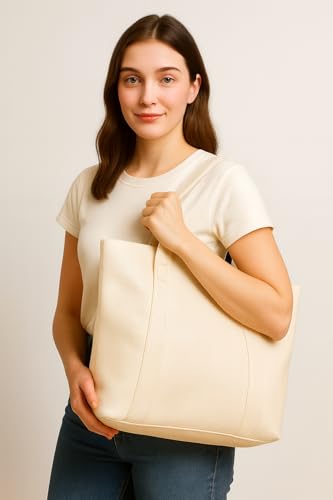Image of Women's Brown Leather Tote Bag for Office | Laptop Handbag with 11 Inch Compartment, Multiple Pockets & Zipper | Large Capacity Work Shoulder Bag for Daily Use & Travel | quality material