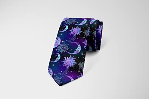 Cubirmin Men's Magical Purple Sun Moon And Stars Neckties Novelty Tie Fashion Neck Ties For Wedding Valentine's Day Gift #TOP1