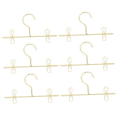 DIYEAH 6 Piezas Perchas Mini Metálicas Doradas para Muñecas Simulación Colgadores Pequeños para Ropa de Muñecas Decoración de Casa Miniatura Organizador Práctico y Seguro
