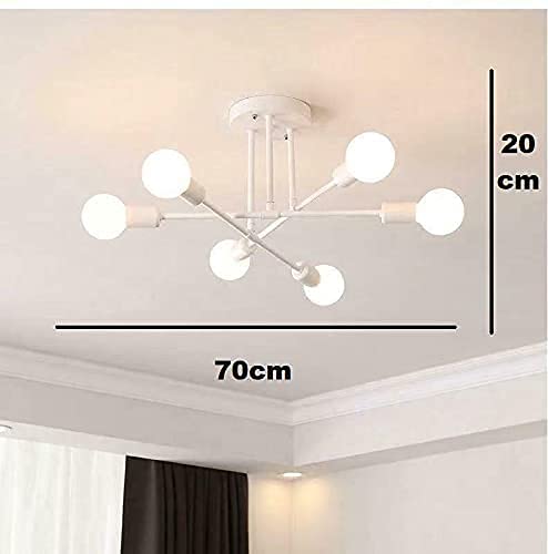 IDOR STORE Lampadario Bianco Moderno Lampada a Sospensione Regolabile Plafoniera per Cucina Soggiorno Sala da Pranzo Camera da Letto Cameretta con 6 lampade E27 NON INCLUSE
