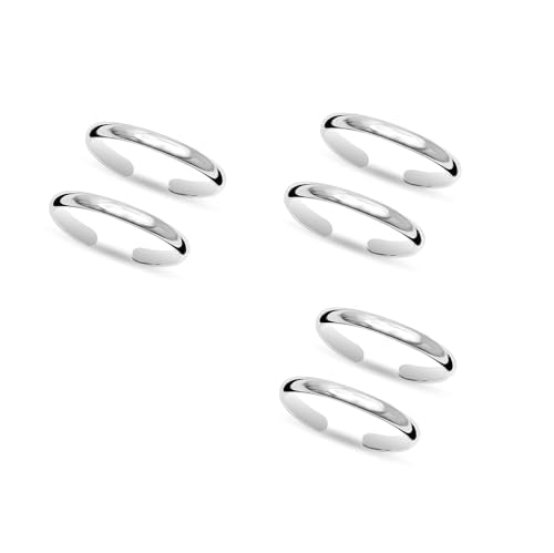 Toe Ring Artificial Silver Plaine Simple and Look Cute Toe Ring Adjustable Jewelry for Women. Set of 3 Pairs Toerings.(006-3PAIRS)