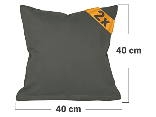 npluseins Doppelpack zum Sparpreis - Baumwoll-Kissenbezüge - Moderne Wohndekoration in schlichtem Design, 40 x 40 cm, anthrazit - Image 4