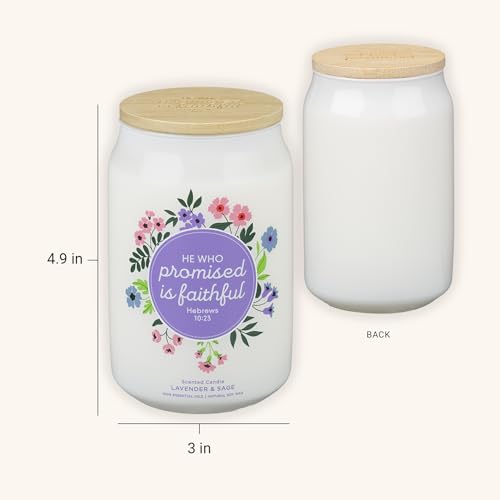 Image of Christian Art Gifts Lavender & Sage Scented Candle: Soy Wax, Bible Verse