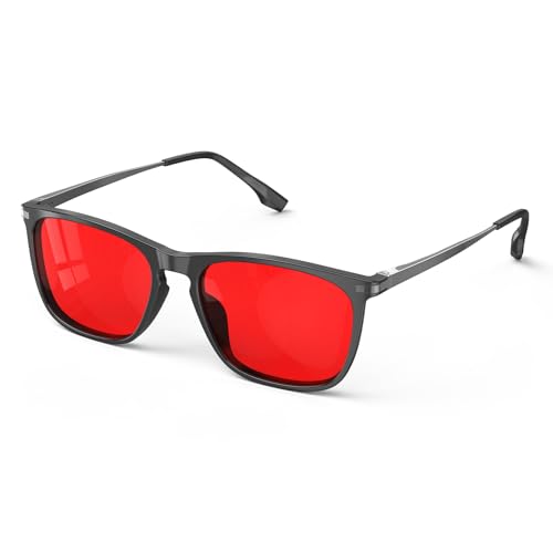 Goiteia Gafas Rojas Bloqueo Luz Azul-Bloqueo el 100% Azul y Verde para Mejorar el Sueño-Revestimientos AR Duales-Alivia Fatiga Ocular