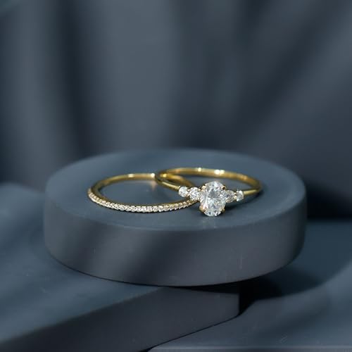 Certified Lab Grown Diamond Bridal Ring Set, Ef-Vs Quality, 5X7mm Oval Diamond Engagement Ring with Wedding Band - Ready To Gift3