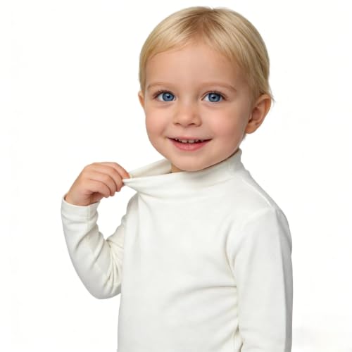 Image of Toddler Thermal Shirt Mock Turtleneck Girls Boys Top Long Sleeve