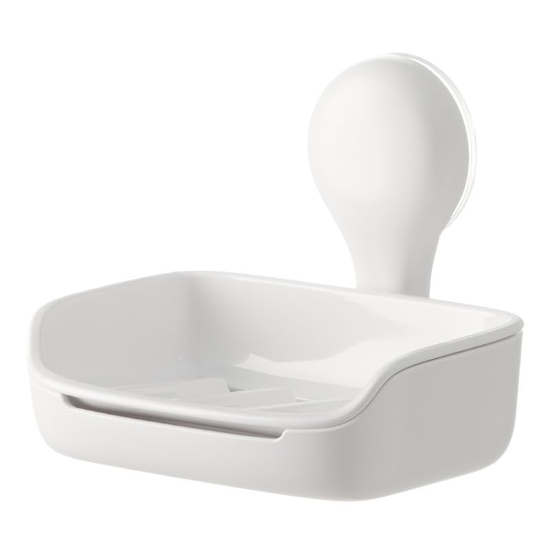 PAVSTINE 吸盤式 石鹸置き 浴室 ソープディッシュ ホワイト