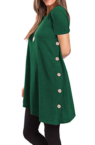 Photo 1 of iGENJUN Women's Long Sleeve Scoop Neck Button Side Sweater Tunic Dress