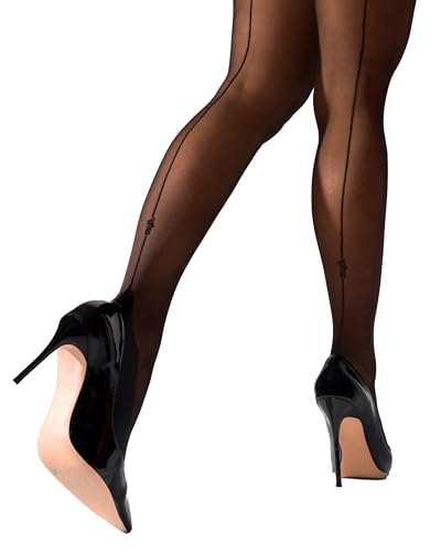sofsy Sheer-Comfort Italian Fashion Tights - Back Seam Stay-Up Thigh High Stockings for Women | Cuban Heel Design Nylon
