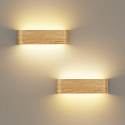 OOWOLF Lámparas de pared LED para interior - Conjunto de 2 piezas con temperatura de color ajustable 3000K/4500K/6000K, luminarias regulables para dormitorio, salón