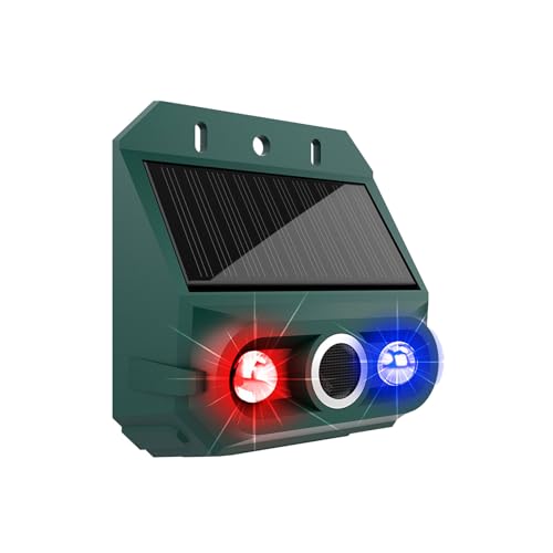 Bewinner Alarma Solar con Sensor de Movimiento con Luz Estroboscópica, Sirena de 129 DB, Dispositivo de Seguridad Resistente Al Agua para Patio, Jardín, Granja, Uso en Exteriores, 4 (1 Paquete)