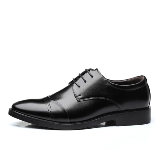 Image of Men's Dress Shoes Casual Oxford Shoes Business Lace-up Derby Formal Shoes Black 45