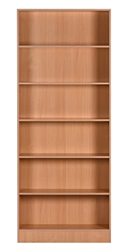 Image of DeckUp Muvo 6-Shelf Engineered Wood Book Shelf and Display Unit (Bavarian Beech, Matte Finish)