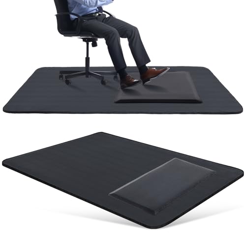 Nuanchu 2 Pcs Large Hard Floor Chair Mat and Anti Fatigue Mat Set Desk Rug for Rolling Chair on...