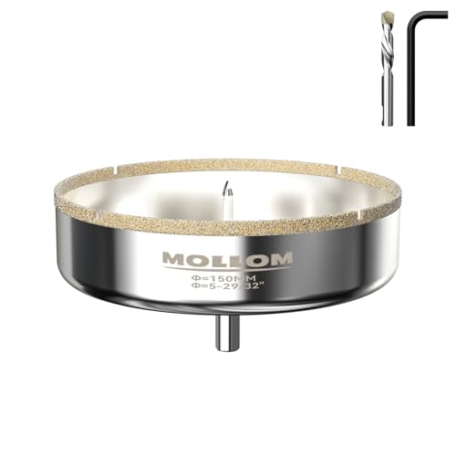 Image of MOLLOM 5-29 /32 inch (150mm) Diamond Hole Saw with 2 Pilot Drill Bit
