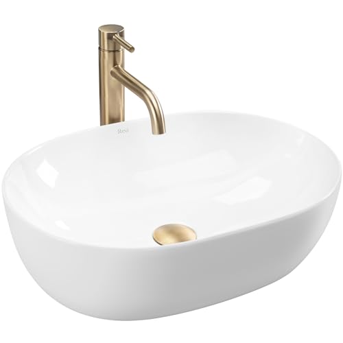 Rea Vasque à poser Lisa Lavabo Salle de Bain 35 x 49 x 14 cm en Céramique (Blanc)