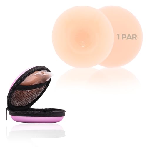 FastRay 1 Par de Pezoneras Adhesivas Invisibles Premium (8cm Ø)-Cubre Pezones Reutilizables de Silicona Ultra Fina-Adhesivo Biológico-Hipoalergénicas-Resistentes al Sudor y Agua-Incluye Estuche