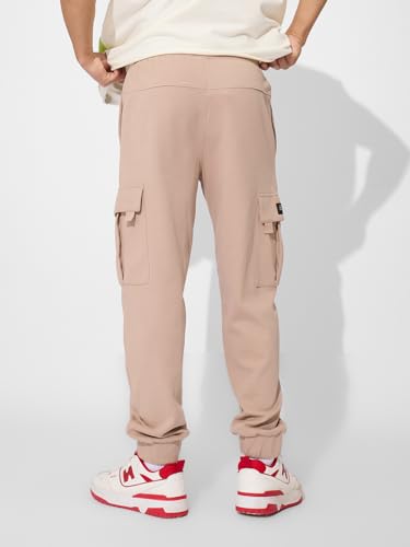 Image of The Souled Store Solids: Men and Boys Drawstringed Cotton Blend Slim Fit Cargo Everday Wear Casual Sporty Joggers