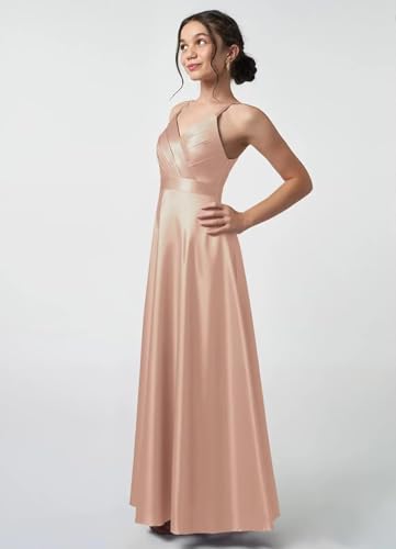TIANMEI Satin Junior Bridesmaid Dresses Floor Length Flower Girl Dress for Wedding Party Formal Gowns3