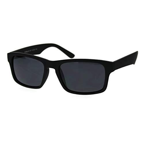 Classic Narrow Rectangular Rubberized Matte All Black Mens Plastic Sunglasses2