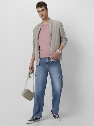 Image of Neostreak Men's Loose Baggy Fit Washed Cargo Jeans with 6 Pockets Non-Stretchable