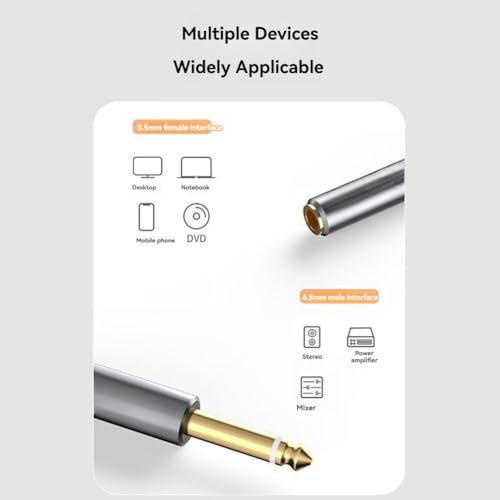 Adaptador 3.5mm a doble 6.5mm Mono a Estéreo miniatura 3