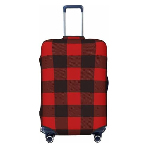 Plaid Red And Black Print Suitcase Cover Luggage Protector Washable Elastic Fashionable Travel Gear Cover