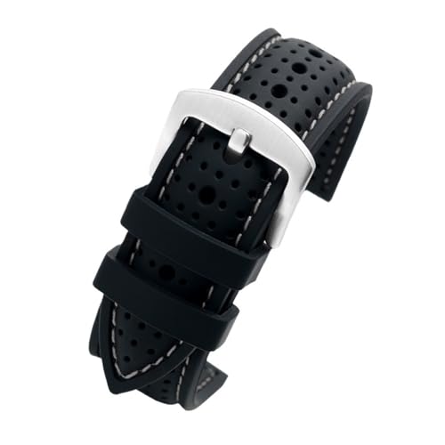 [DNYXGDGSL] VRX|[cEHb`oh 18mm 20mm 22mm 24mm 鎞vɎg郉o[XgXgbv \tgh YANZT[(Black White silver,19mm)