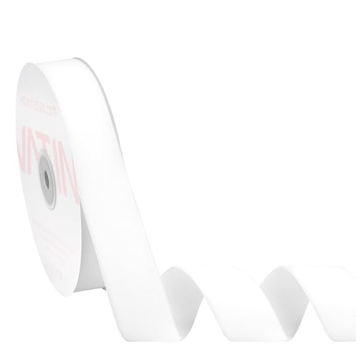 VATIN White Velvet Ribbon 1 White Premium Plush Velvet Woven Edge Ribbon for Christmas Tree Gift Wrapping Flower Bouquet Wreath Decorations Bow Making- 10 Yards